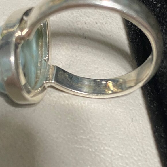 Ring Teardrop Larimar Cabochon 3.345 Carats Size 7.5 Sterling Silver Stamped 925 - Picture 11 of 11